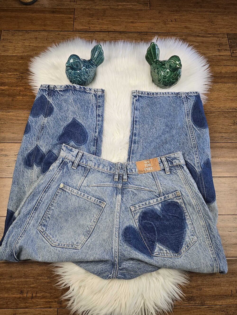Free People We The Free People Heart Shadow  Barrel Good Luck Jeans 27 - Picture 12 of 14